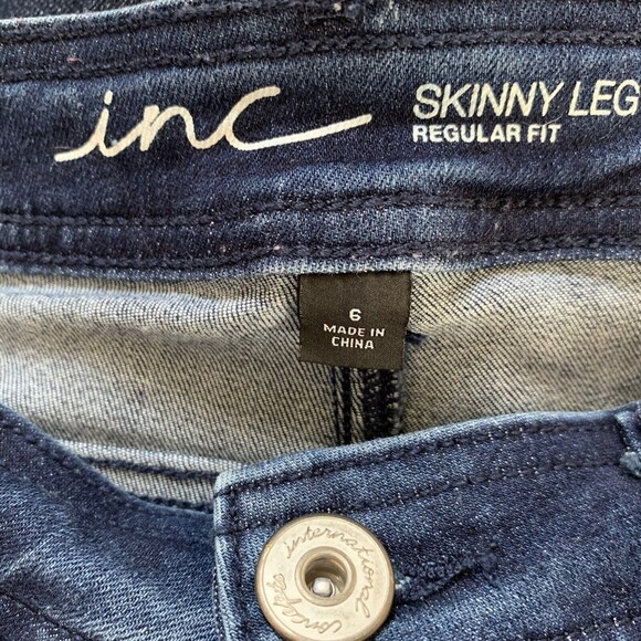 Inc.  Skinny Leg Jeans Women 6 Side Stripe Frayed Hems Whiskering - Picture 10 of 11